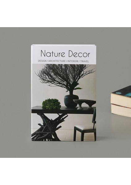Nature Decor Dekoratif Kutu - Beyaz / Siyah - 27 cm