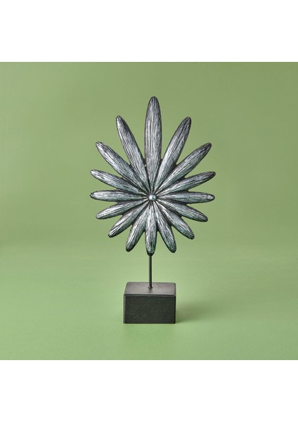 Palmiye Dekor - Gümüş / Siyah - 34 cm