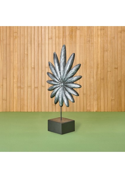 Palmiye Dekor - Gümüş / Siyah - 34 cm fiyatları