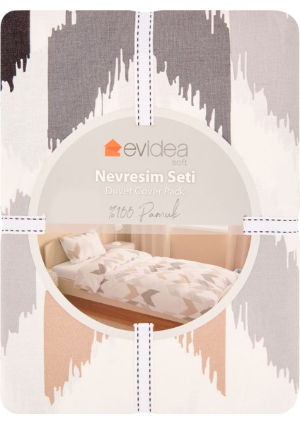 Soft Beigie Tek Kişilik Nevresim Seti - Gri / Beyaz / Bej