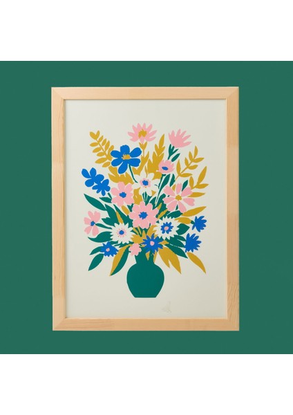 Granny Summer Çerçeveli Tablo - Renkli - 50X70 cm