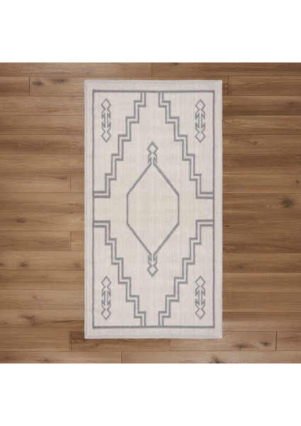 Soft Klas Dekoratif Halı - Ekru / Gri - 80X150 cm
