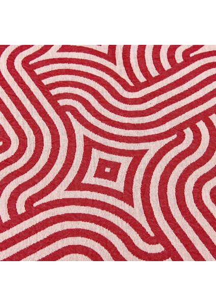 Geometrik Desenli Çift Kişilik Yatak Örtüsü - Kırmızı - 225X250 cm