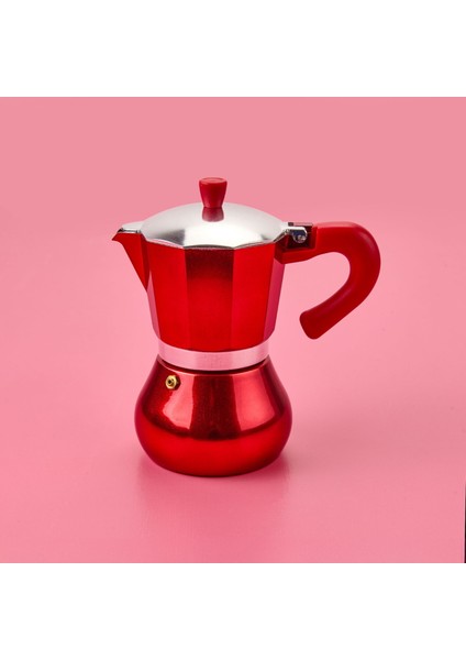 6 Cup Moka Cezve - Kırmızı