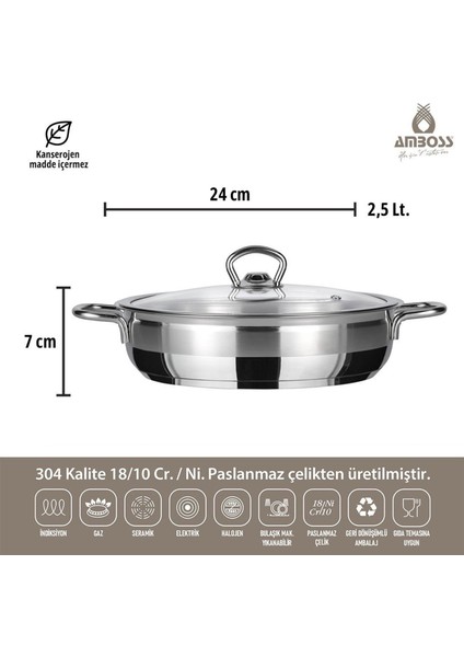 Saphire Karnıyarık Tenceresi - Inox - 24 cm