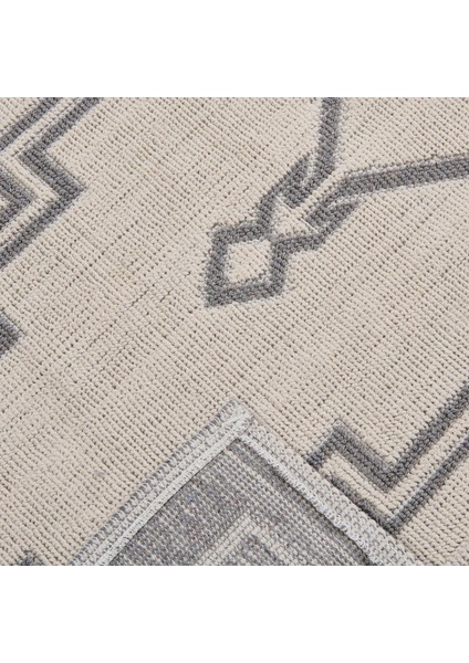 Soft Klas Dekoratif Halı - Ekru / Gri - 80X150 cm