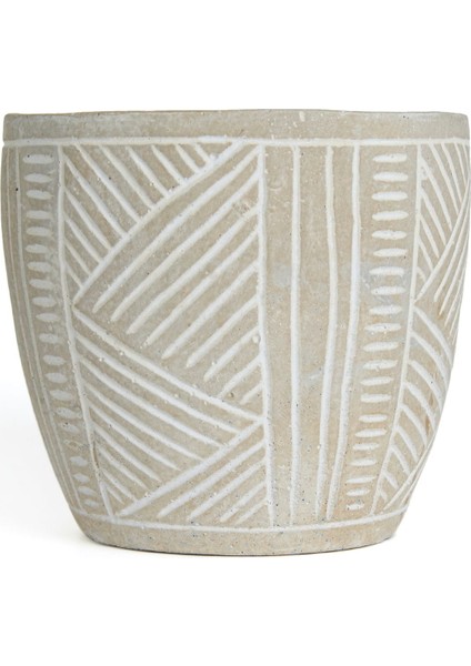 Otantik Çizgili Beton Saksı - Gri - 13,5X12,5 cm fiyatları