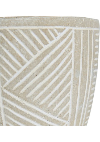 Otantik Çizgili Beton Saksı - Gri - 13,5X12,5 cm modelleri