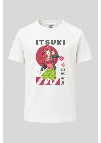 Itsuki Nakano Baskılı Loose Fit Bisiklet Yaka Tişört Anime Manga