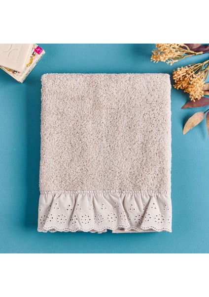 Fırfırlı Yüz Havlusu - Krem - 50X90 cm