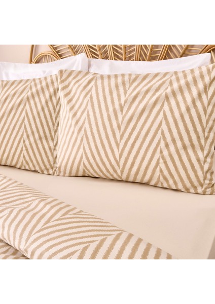 Herringbone Çift Kişilik Nevresim Takımı - Ekru / Taş