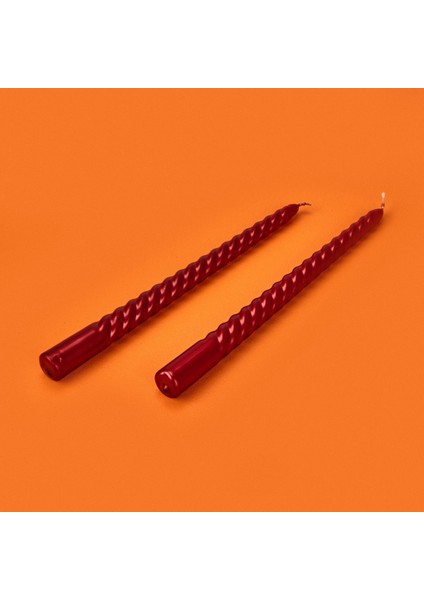 2'li Burgu Şamdan Mumu - Metalik Bordo - 25 cm fiyatları