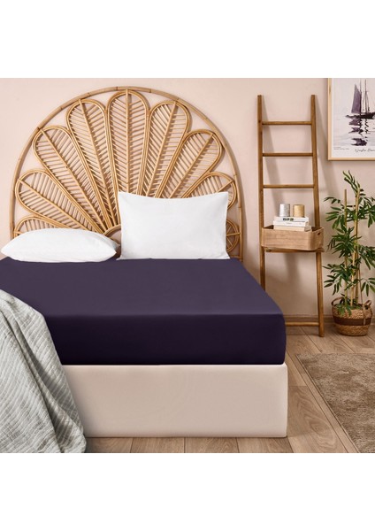 Çift Kişilik Düz Kenar Çarşaf - Mor - 260X270 cm