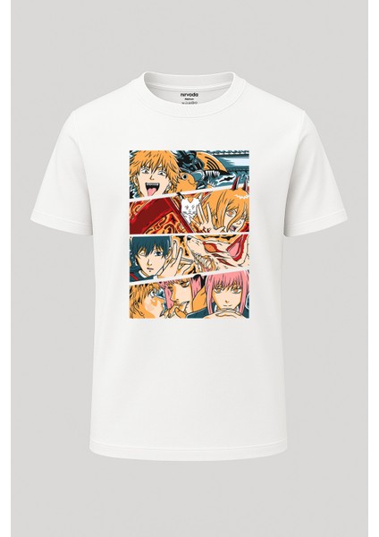 Hunters Chainsaw Man Baskılı Loose Fit Bisiklet Yaka Tişört Anime Manga