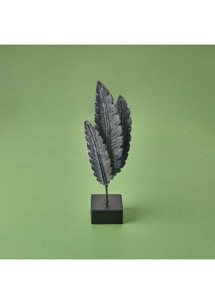 Tüy Dekor - Gümüş / Siyah - 38 cm