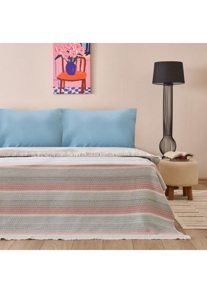 Vita Tek Kişilik Pike - Ekru / Mavi - 160X230 cm