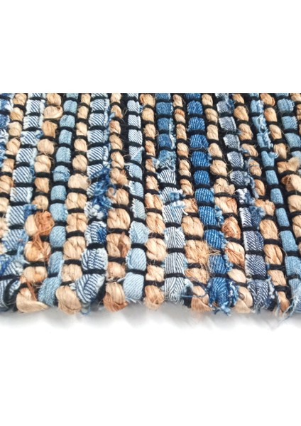 Home ET101 Etna Jüt Örgü Halı - Denim - Renkli - 80X140 cm
