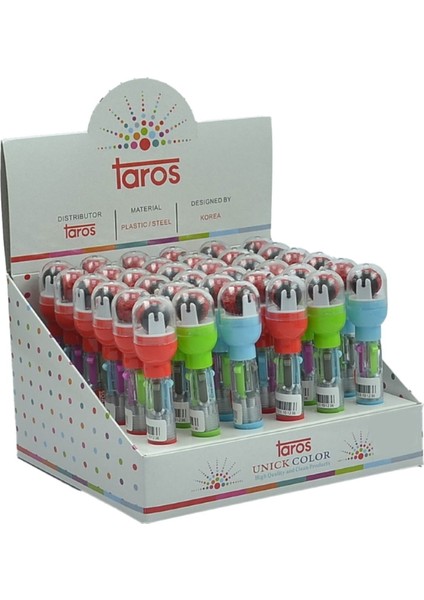 Unick Color Pastel Mühürlü Kısa Çoklu Tükenmez Kalem - - 10 cm
