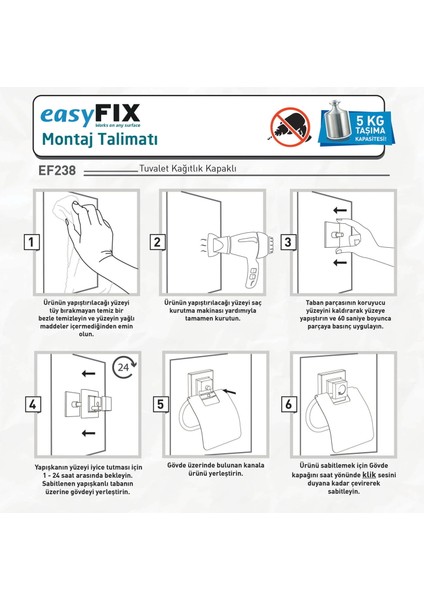 Easy Fix Kapaklı Tuvalet Kağıtlığı