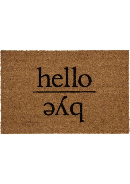 Home Koko Hello Bye Desenli Kapı Paspası - Bej - 35X60 cm