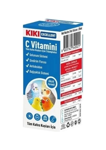 Kiki Excellent Kuşlar Için C Vitamini Sıvı Damla 25 ml