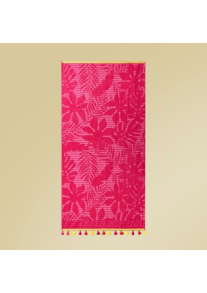 Palme Plaj Havlusu - Pembe - 70X140 cm