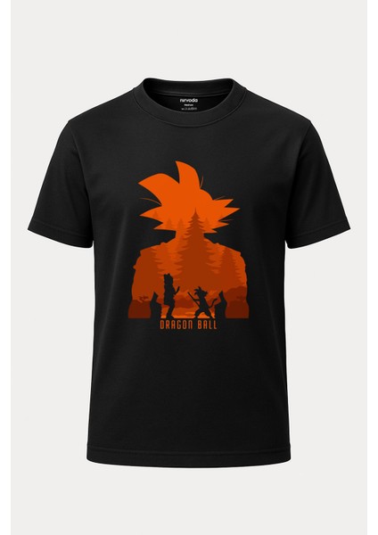 Goku Evrimi Dragon Ball Baskılı Loose Fit Bisiklet Yaka Tişört Anime Manga