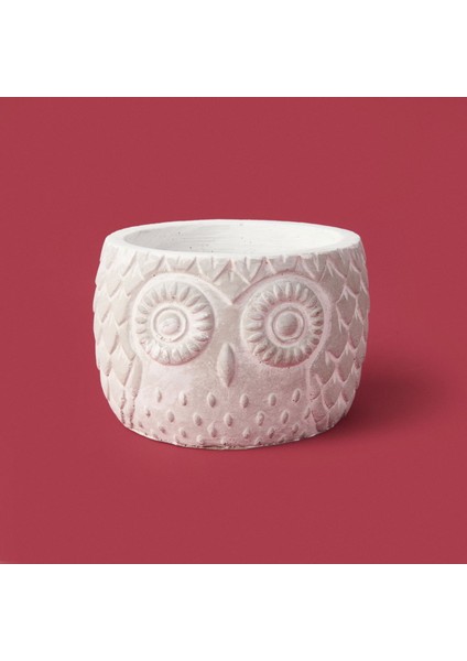 Kozalak Desenli Beton Saksı - Krem - 8X10 cm
