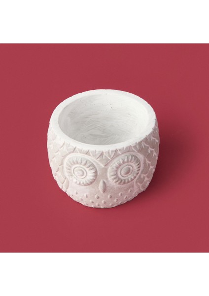 Kozalak Desenli Beton Saksı - Krem - 8X10 cm