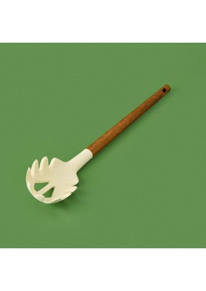 Akasya Saplı Silikon Makarna Kevgiri - Bej / Kahverengi - 32 cm modelleri