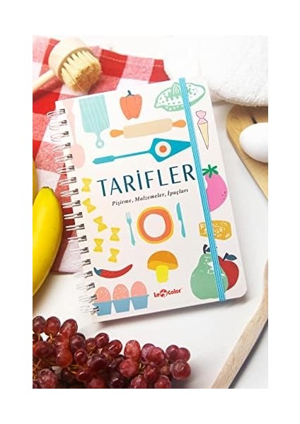 Color Yemek Tarif Defteri Görselli Spiralli Bej