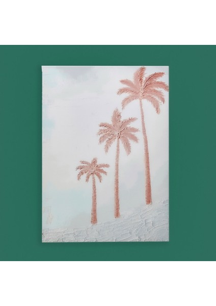 Palm Breeze Kanvas Tablo - Bej - 50X70 cm