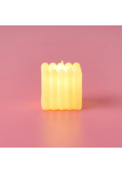 Home Küp Pilli Mum - Beyaz - 5,5X5X5 cm