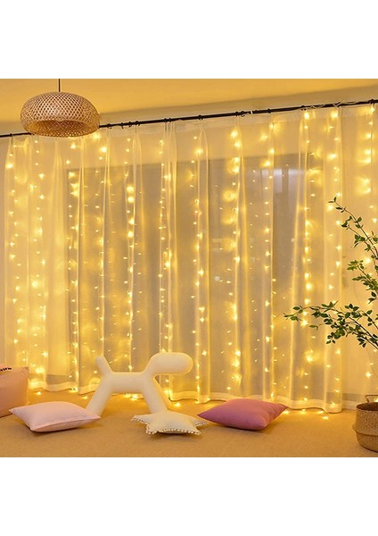 8 Fonksiyonlu Animasyonlu Perde LED Işık Kalın Telli Saçak 240 LED Işık 3 x 3 Metre Yılbaşı LED Aydınlatma Süsleme