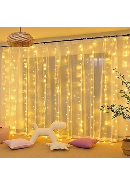 8 Fonksiyonlu Animasyonlu Perde LED Işık Kalın Telli Saçak 240 LED Işık 3 x 3 Metre Yılbaşı LED Aydınlatma Süsleme