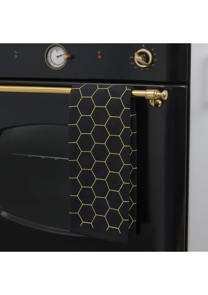 Soft Hexagon Mutfak Havlusu - Siyah - 40X66 cm