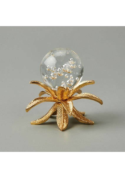 Palmiye Cam Top Dekor - Gold - 11 cm