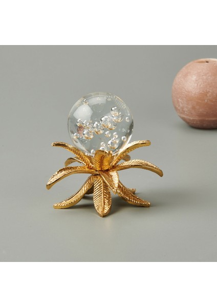 Palmiye Cam Top Dekor - Gold - 11 cm