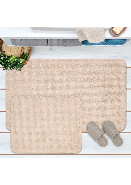Artos 2'li Banyo Paspası - Bej - 60X100 cm + 50X60 cm