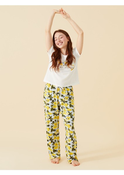 Yeni Sezon Petite Beli Lastikli Cicekli Kadin Pijama Alti - S59679Z8 indirimleri