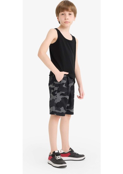 Erkek Çocuk Kamuflaj Desenli Gabardin Şort F1179A825HS