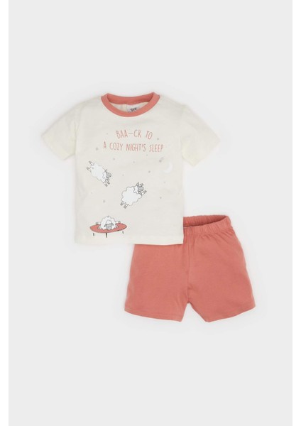 Erkek Bebek 4'lü Pijama Takımı Kısa Kollu Penye Üst Beli Lastikli Şort E1188A525HS