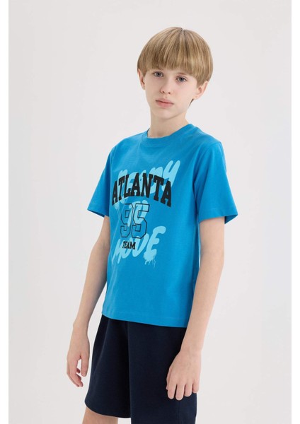 Erkek Çocuk Bisiklet Yaka Baskılı Kısa Kollu Tişört E0186A825HS modelleri