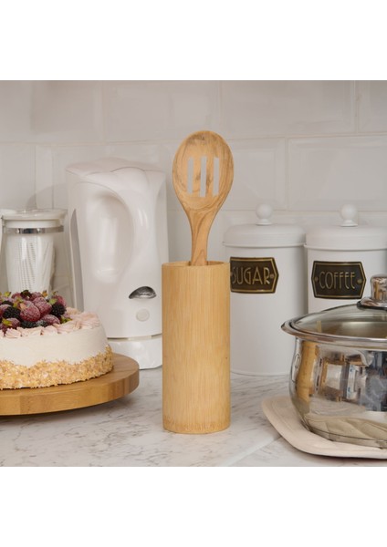 Zeytin Ağacı Delikli Pişirme Kaşığı - Açık Kahverengi - 30 cm modelleri