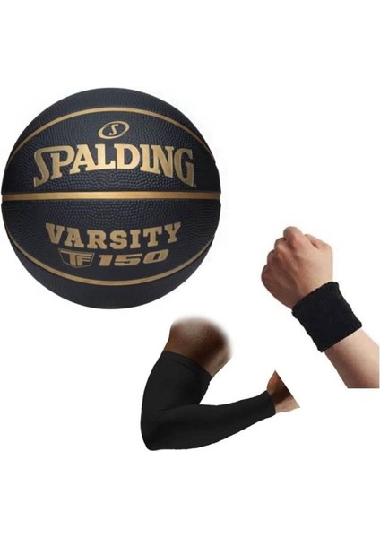 Basketbol Topu Varsity Black Gold TF-150 Size:5+Basketbol Kolluğu+Havlu Bıleklık