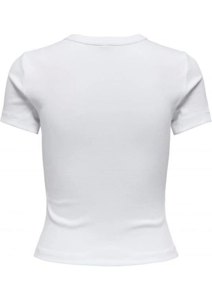 15339774 Likralı Fitilli Slim Fit Kadın T-Shirt Beyaz fiyatları
