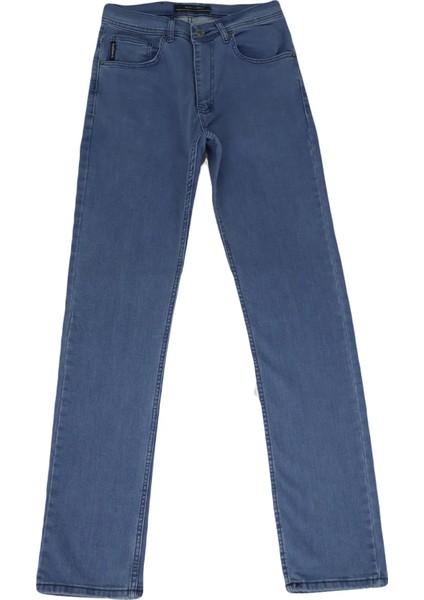 Fistan Store Erkek Açık Mavi Normal Bel Dar Kesim Boru Paça Jean Pantolon