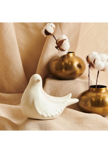 Design Dekoratif Seramik Kuş - Krem