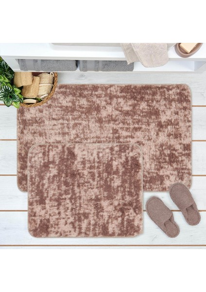 Wellsoft Banyo Paspası - Bej - 60X100 cm + 50X60 cm