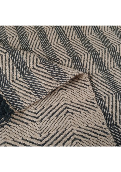 Home Jacq Zigzag Pamuk ve Jüt Halı - Kahverengi / Siyah - 80X150 cm